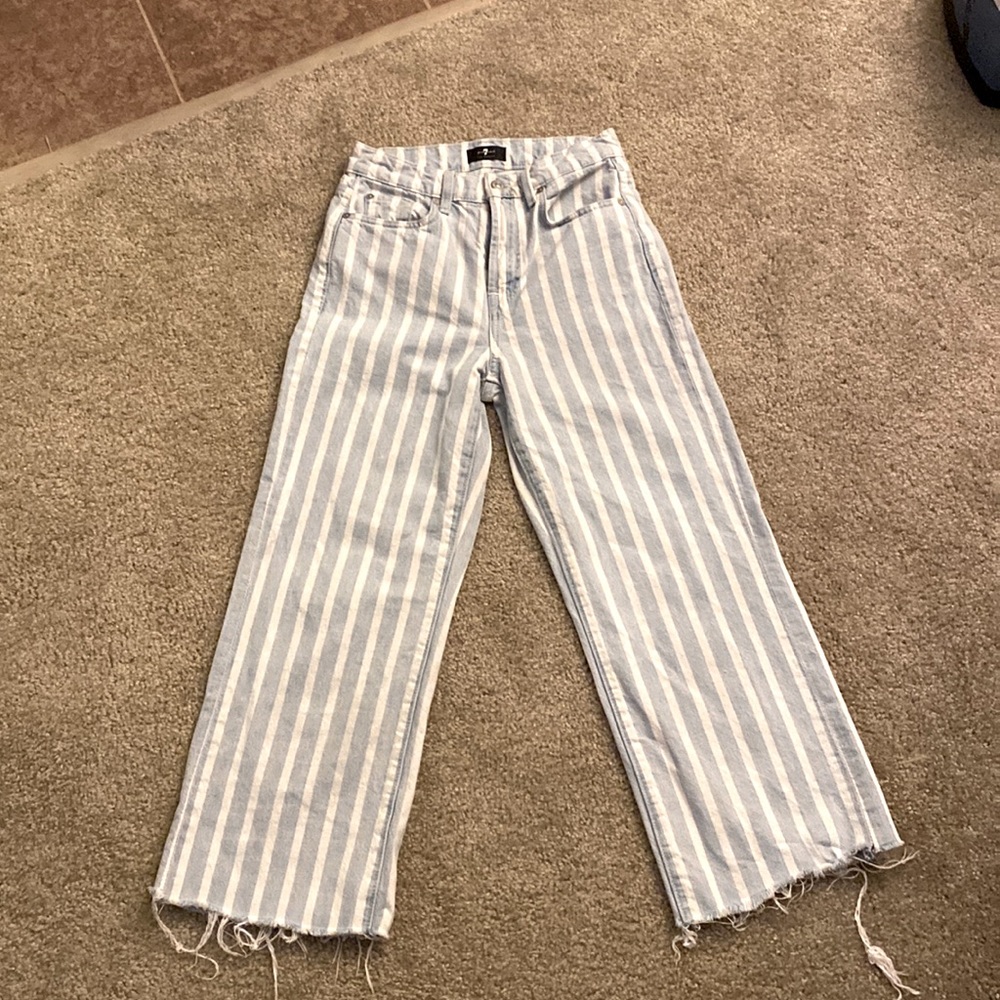7 for all mankind striped Alexa cropped wide leg jeans